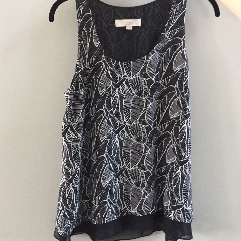 Ann Taylor LOFT Black White Fern High Low Too Sm